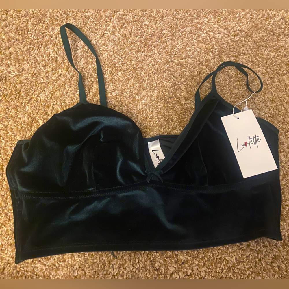 Y2K velvet green crop top tank-XL